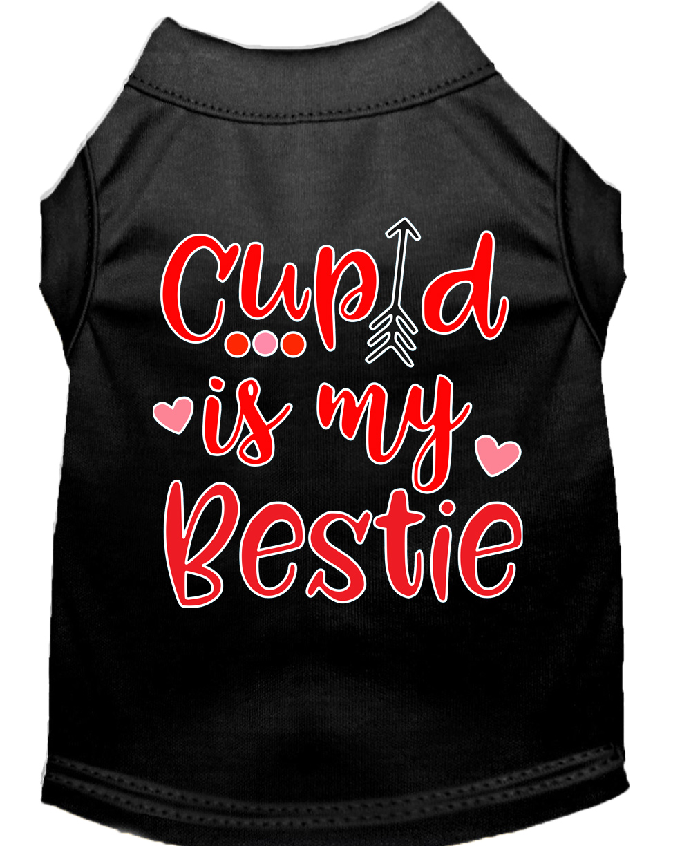 Cupid is my Bestie Screen Print Dog Shirt Black Med